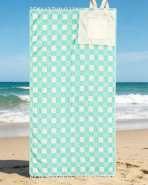 ⏰LAST DAY $20 OFF - 🏖️Sand Cloud 2-in-1 Turkish Cotton Towel Bag with Inner Zip Pocket & Sand-Repelling Fabric
