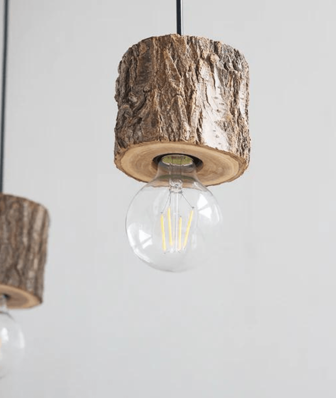 Woodpecker Timber Stump Pendant Lamp (Natural Wood Finish)