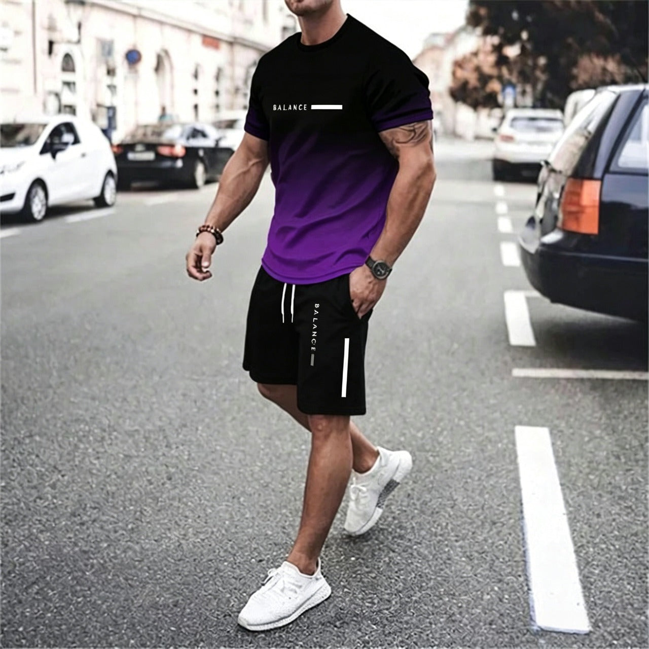 🔥Best Gift For Father's Day 🎁Men's Gradient Fitness 2-Piece Set