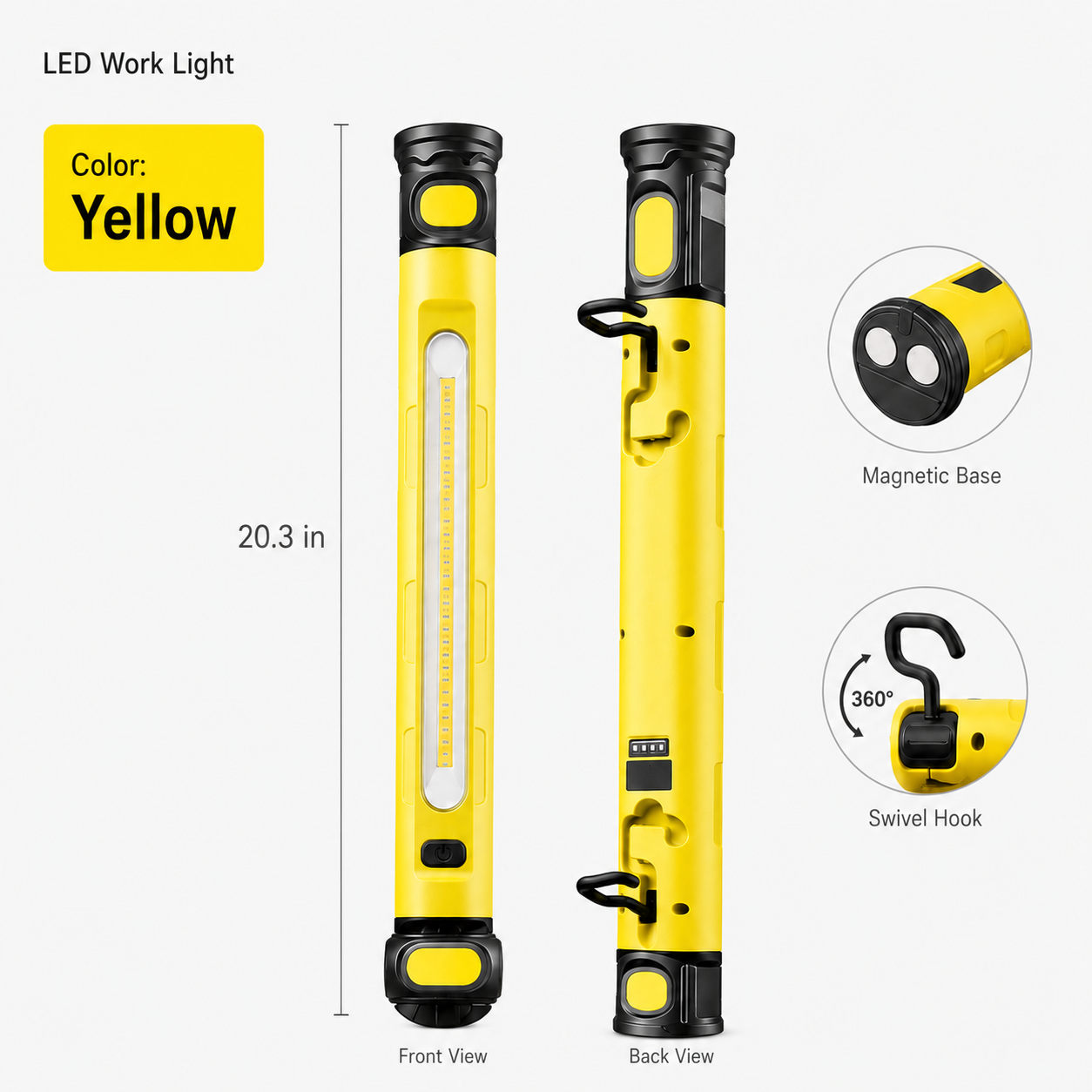 🔦 3000LM Magnetic LED Work Light – Rechargeable & Hands-Free