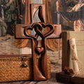 🔥 Last Day 49% OFF – Intertwined Hearts Hand-Carved Wooden Cross ❤️ Perfect Wedding & Anniversary Gift ✝️💞