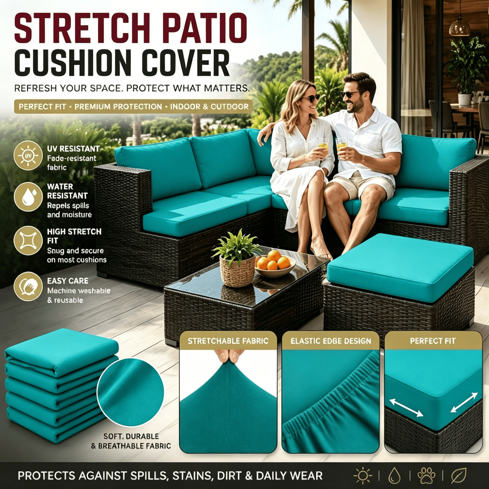 🪑 Stretch Sofa Cushion Covers Set (4 / 8 / 12 PCS)
