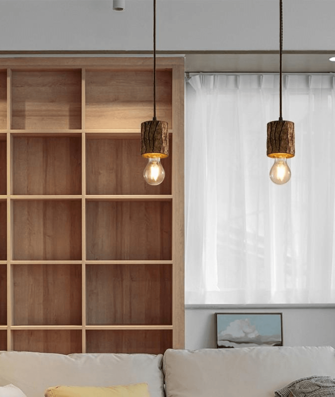 Woodpecker Timber Stump Pendant Lamp (Natural Wood Finish)