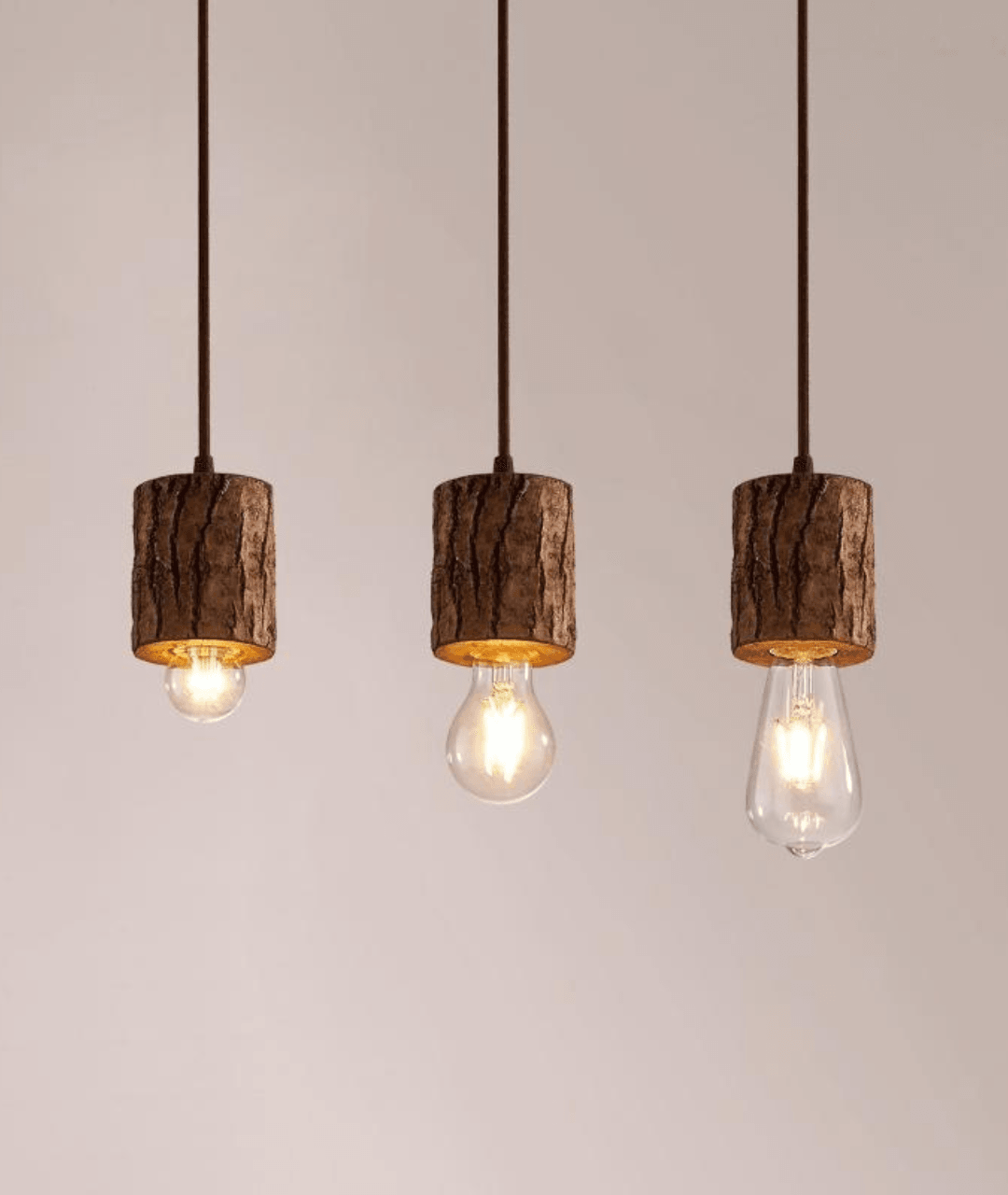 Woodpecker Timber Stump Pendant Lamp (Natural Wood Finish)