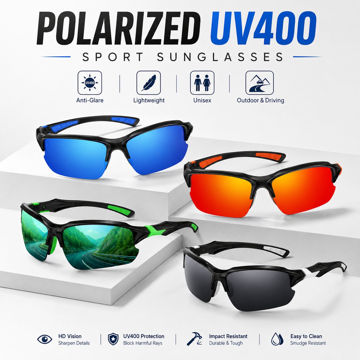 🔥LAST DAY 49% OFF - Polarized UV400 Sports Sunglasses – Unisex Outdoor & Driving Eyewear
