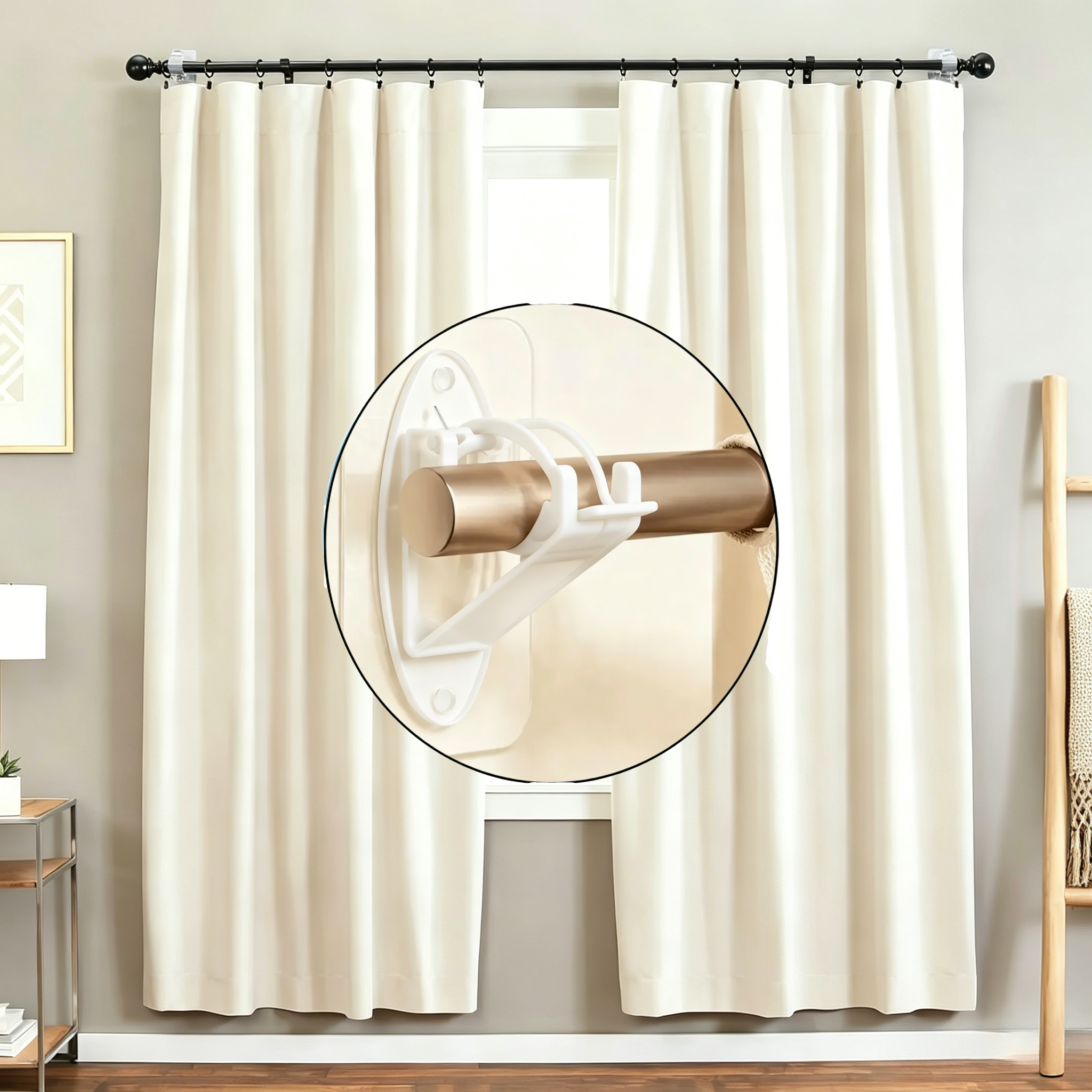 🏠🔨 New Self Adhesive Rod Brackets, No Drill Needed Curtain Rod Holders