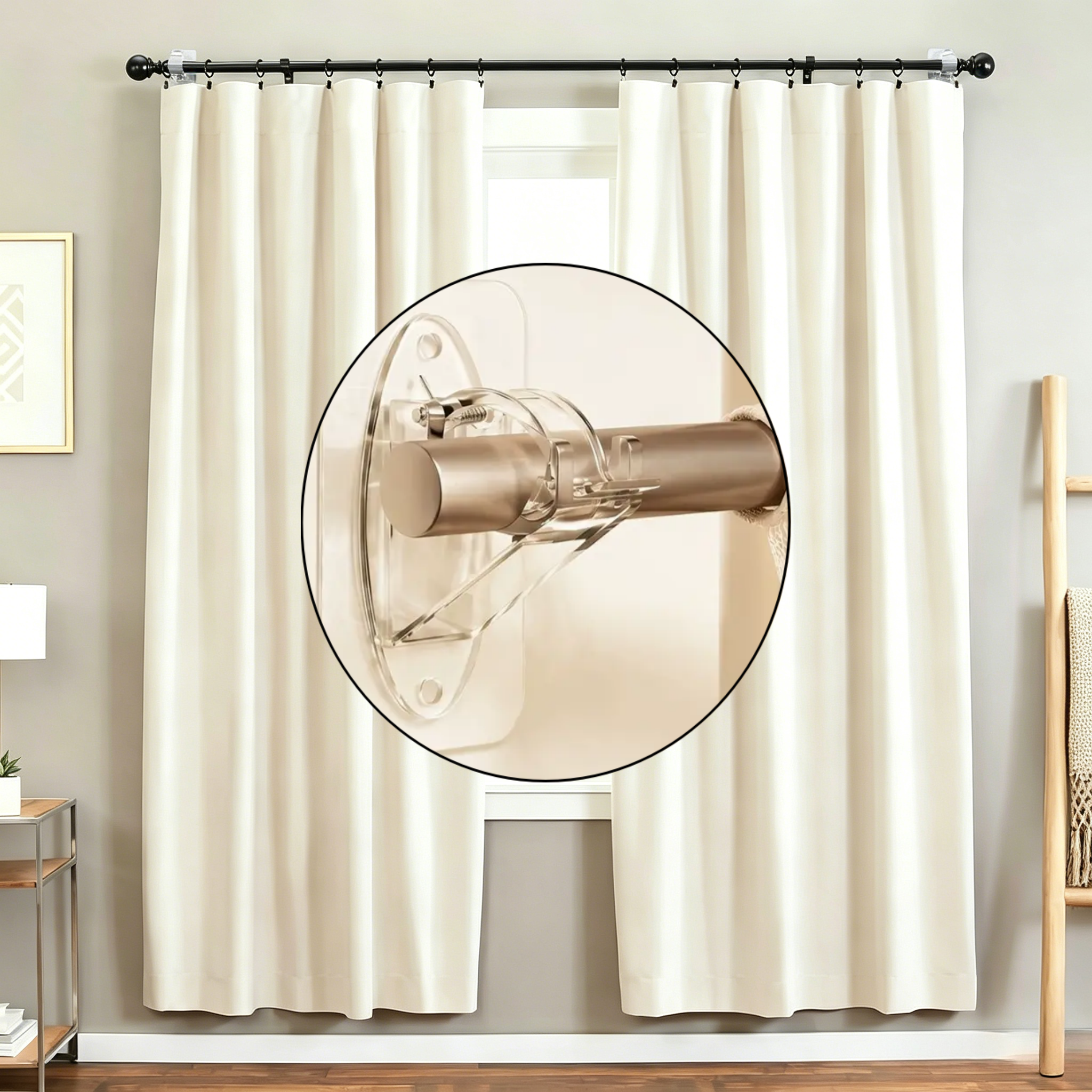 🏠🔨 New Self Adhesive Rod Brackets, No Drill Needed Curtain Rod Holders