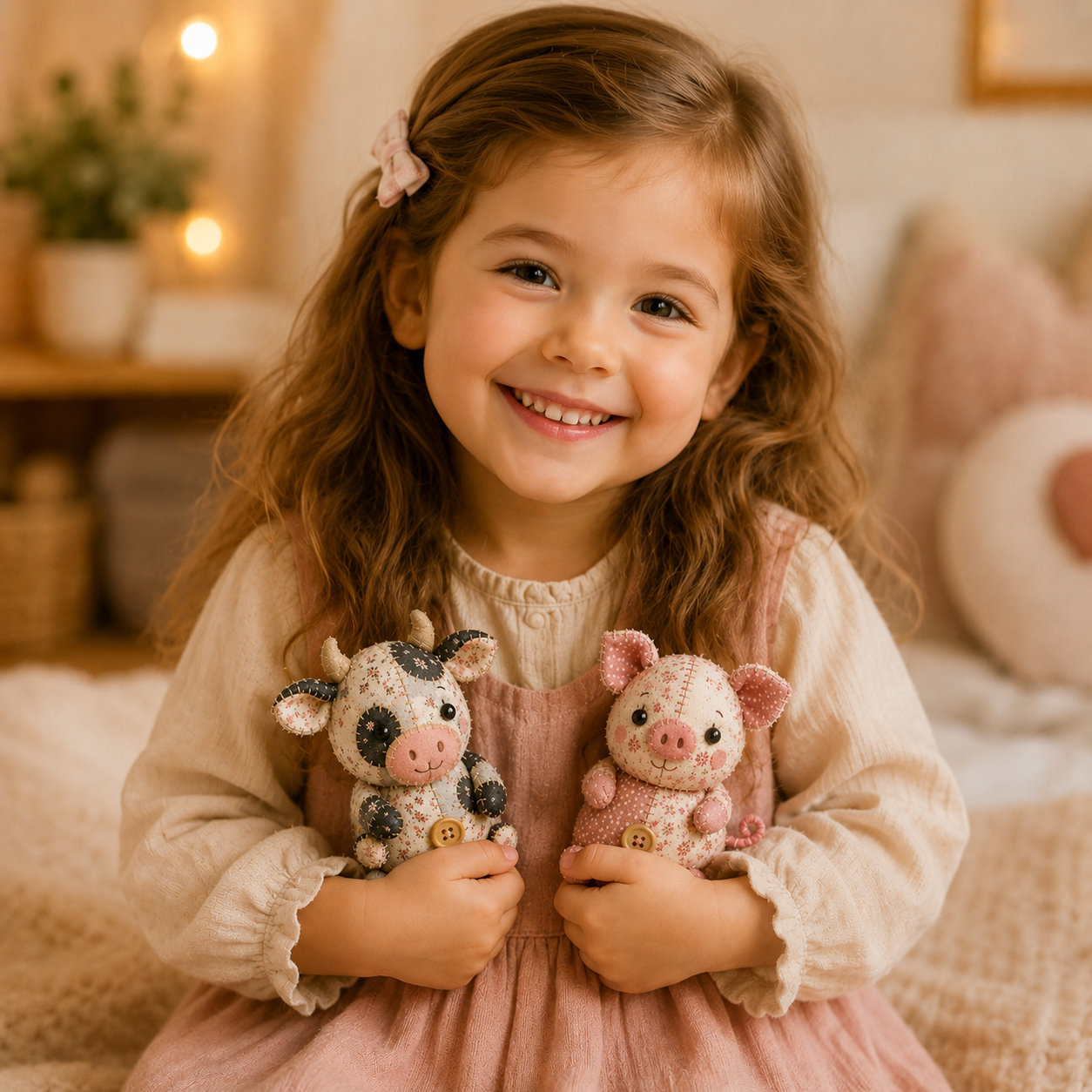 Vintage Floral Patchwork Animal Ornament DIY Kit - Handmade Sewing Project for Gifting & Home Decor