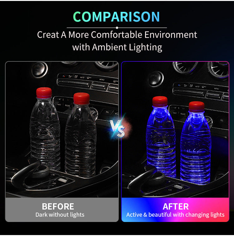 LED Cup Holder Light - USB Rechargeable Waterproof Ambient Lighting
