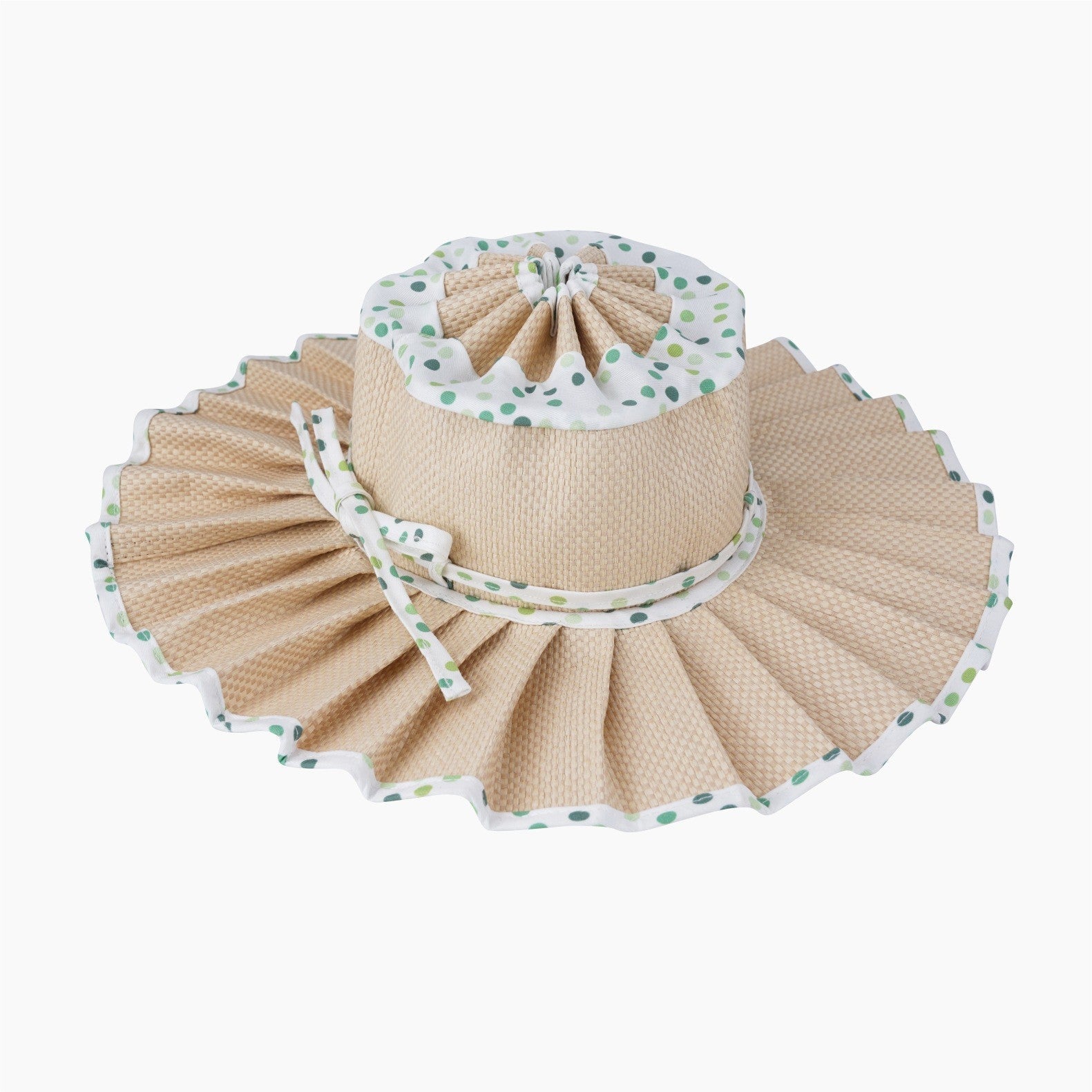 Handmade Foldable Straw Sun Hat for Women – UPF 50+ Wide Brim Pleated Beach Hat with Ponytail Opening & Packable Roll-Up Design
