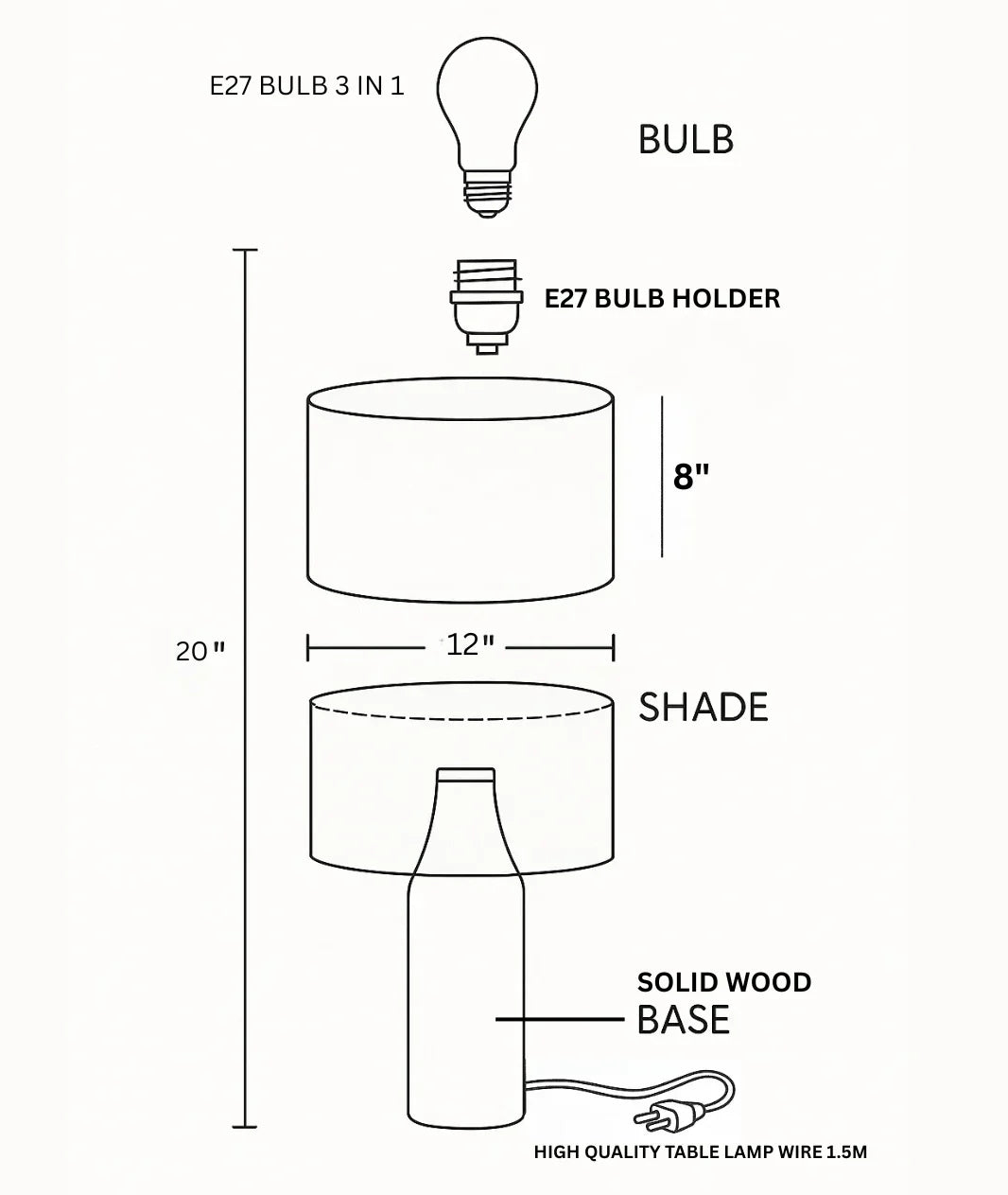 Vector Wooden Bedside Table Lamp