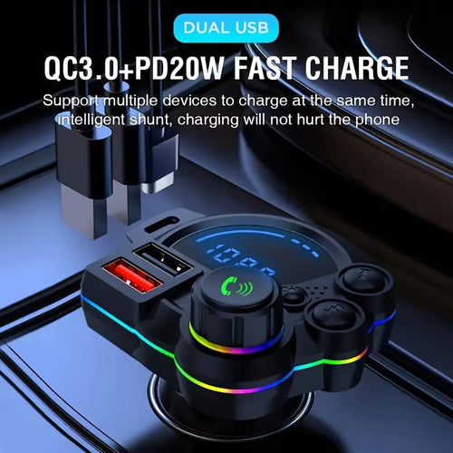 Bluetooth 5.3 Car Adapter Charger, 4-Port Fast Charging