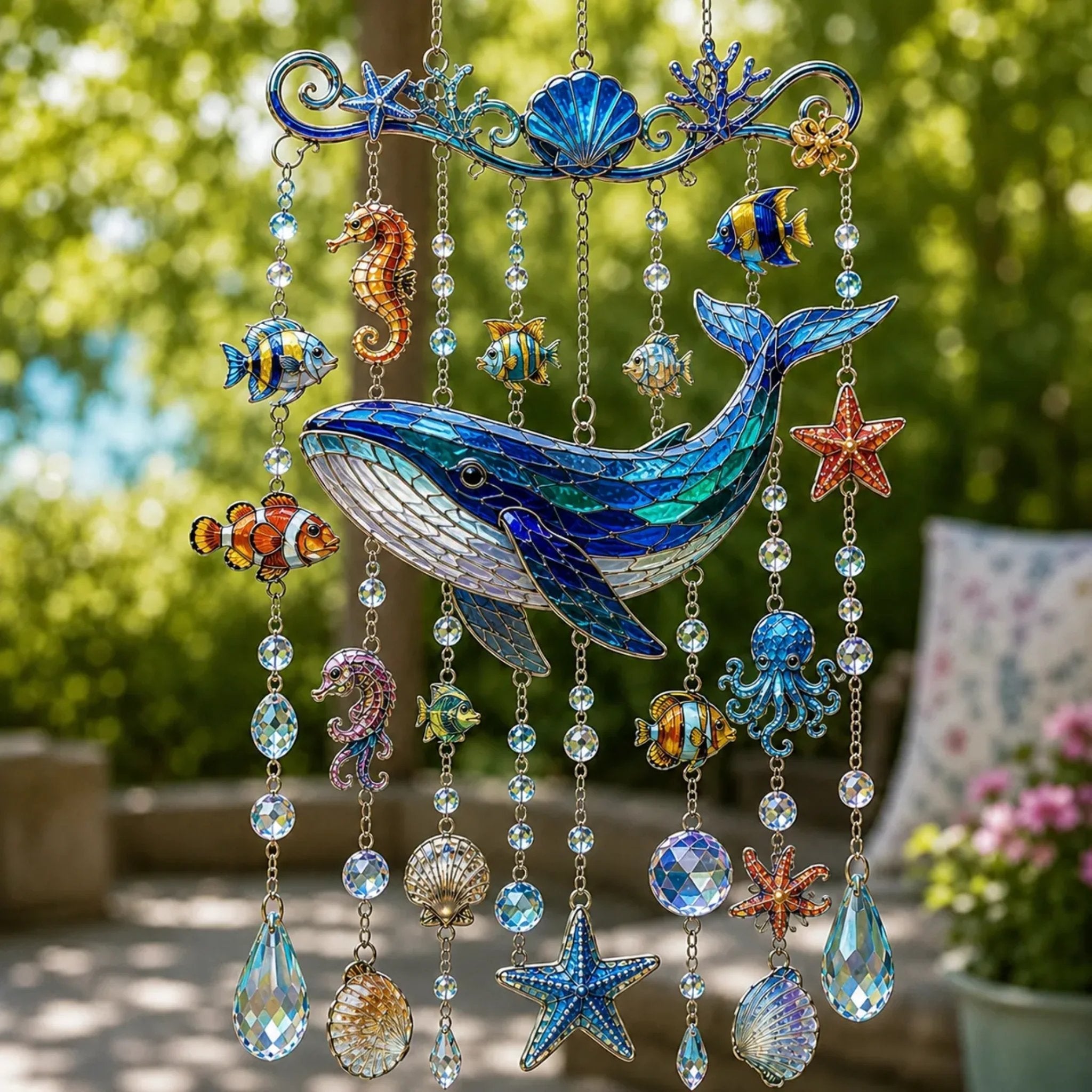 🐋 Ocean-Themed Crystal Wind Chime – Bring the Ocean Glow to Your Garden (📦Buy 2 Free Shipping)