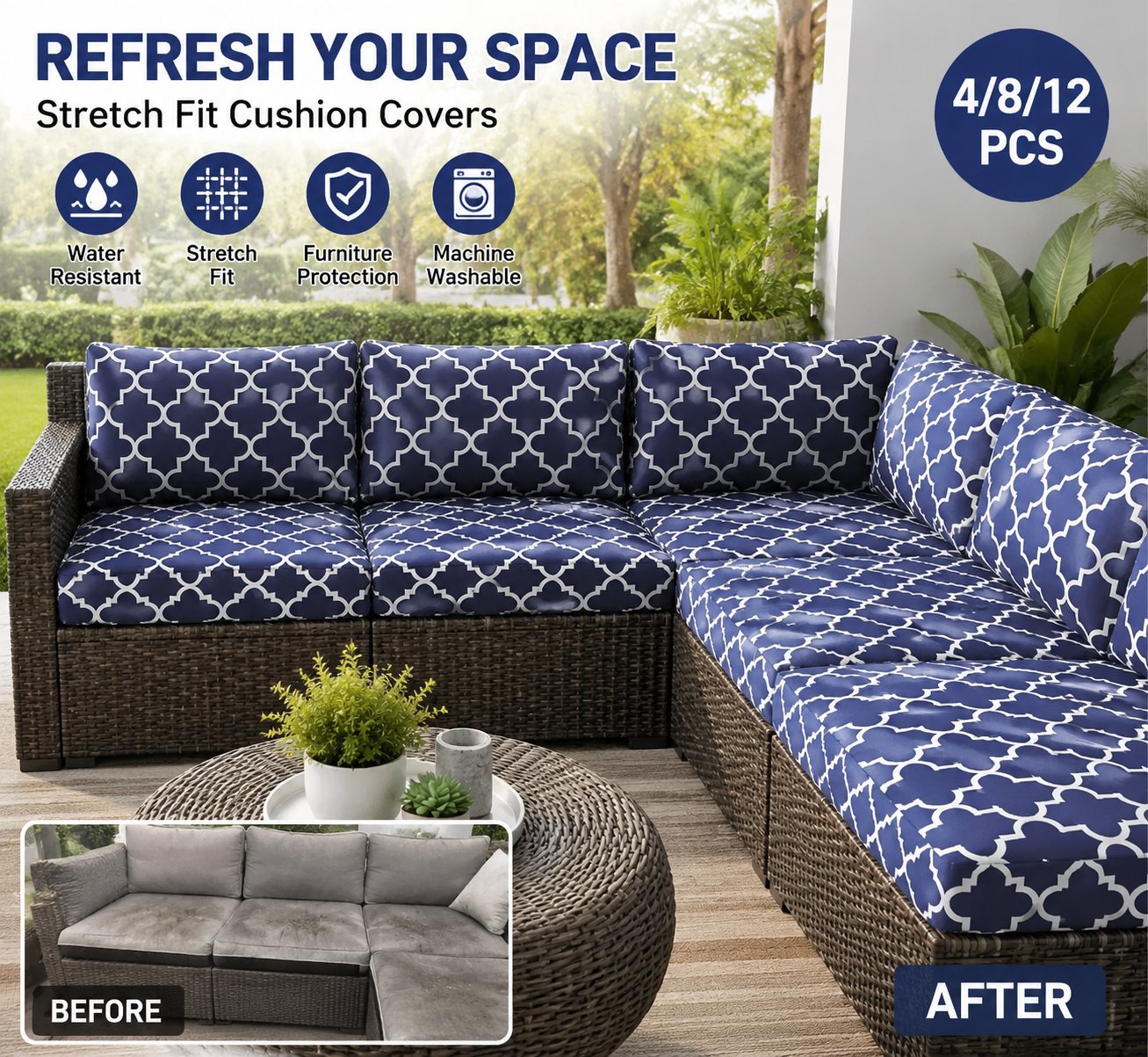 Outdoor Patio Sofa Cushion Covers 🛋️